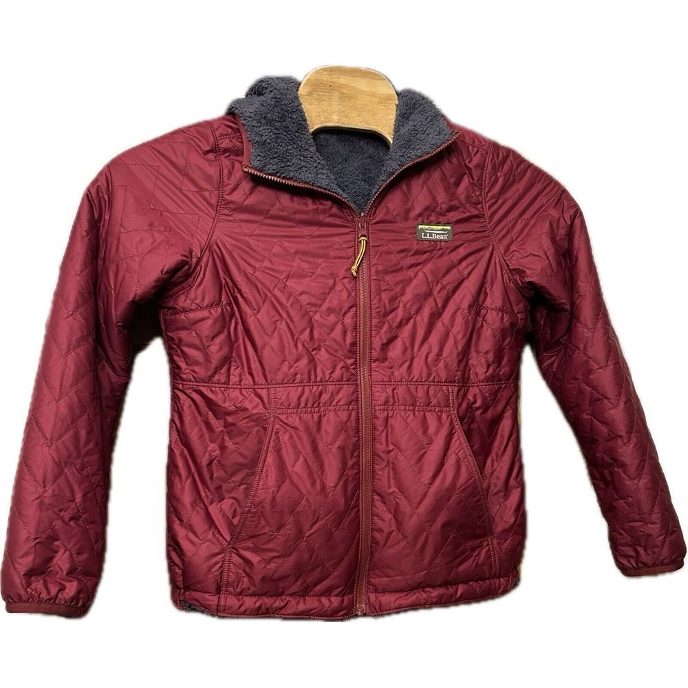 LL Bean‎ Women's Small Maroon Mountain Bound Reversible Jacket 505258 Primaloft